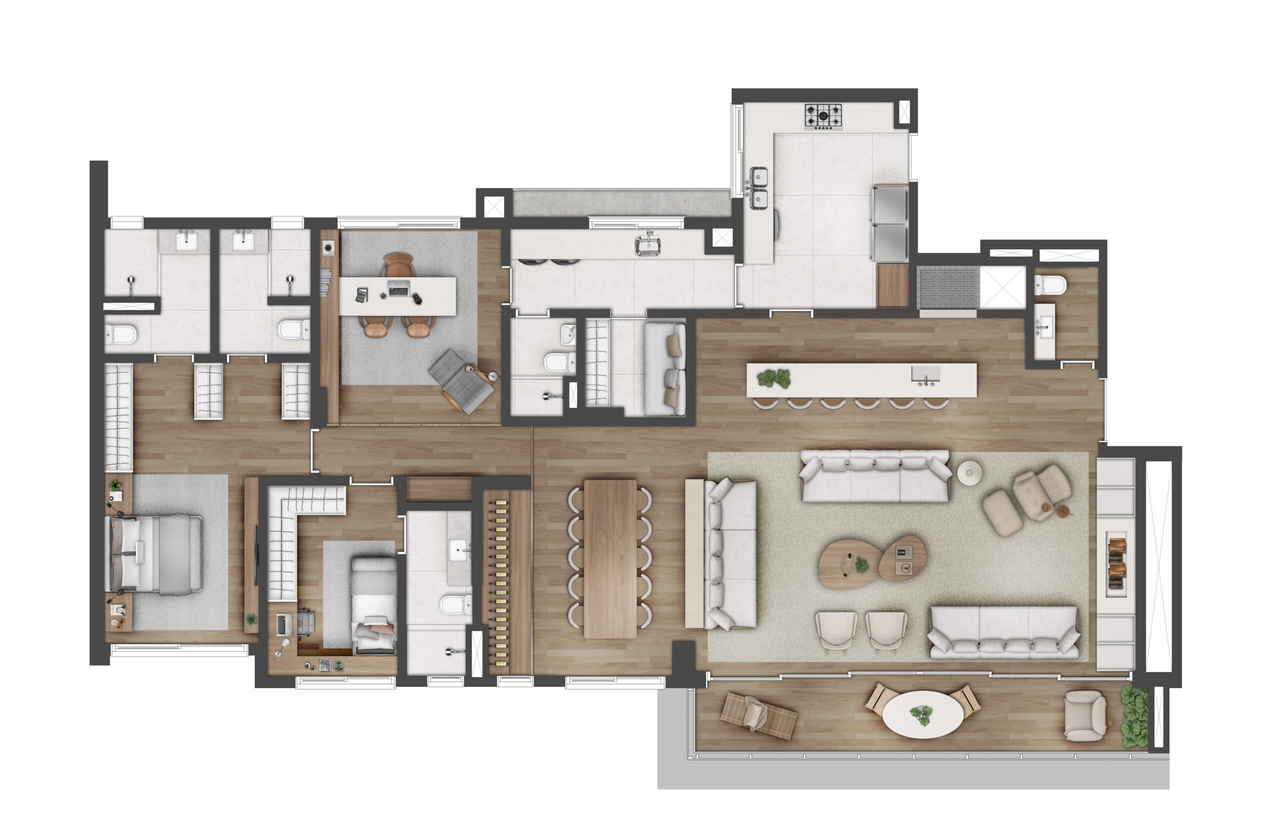 Apartamento 216 m² Living Estendido