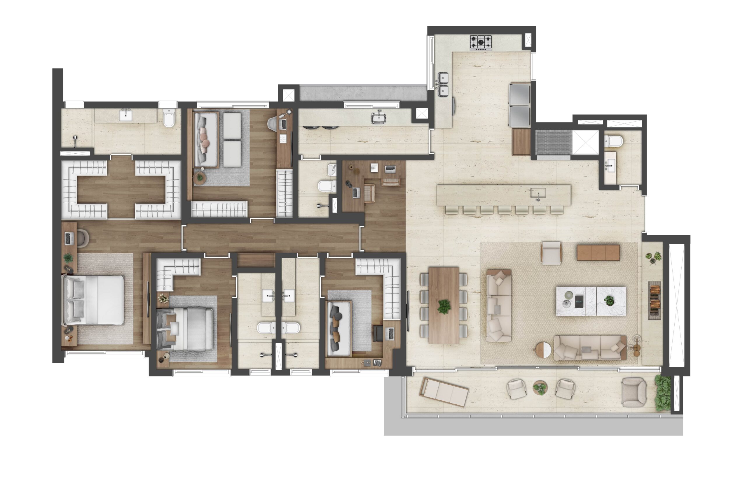 Apartamento 216 m² 4 dormitórios