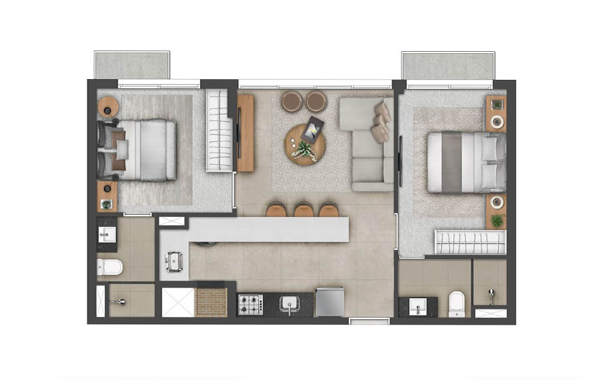 Apartamento 2 dormitórios Double Suítes